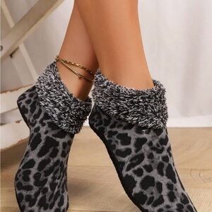 Leopard Print Fuzzy Ankle Boots